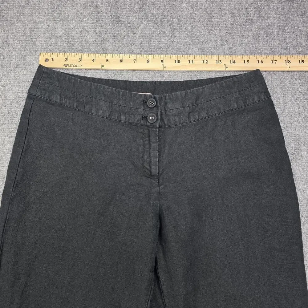 J Jill Pants Womens Petite 10 Black Linen Wide Leg Dress Trousers Casual Summer - Picture 4 of 16